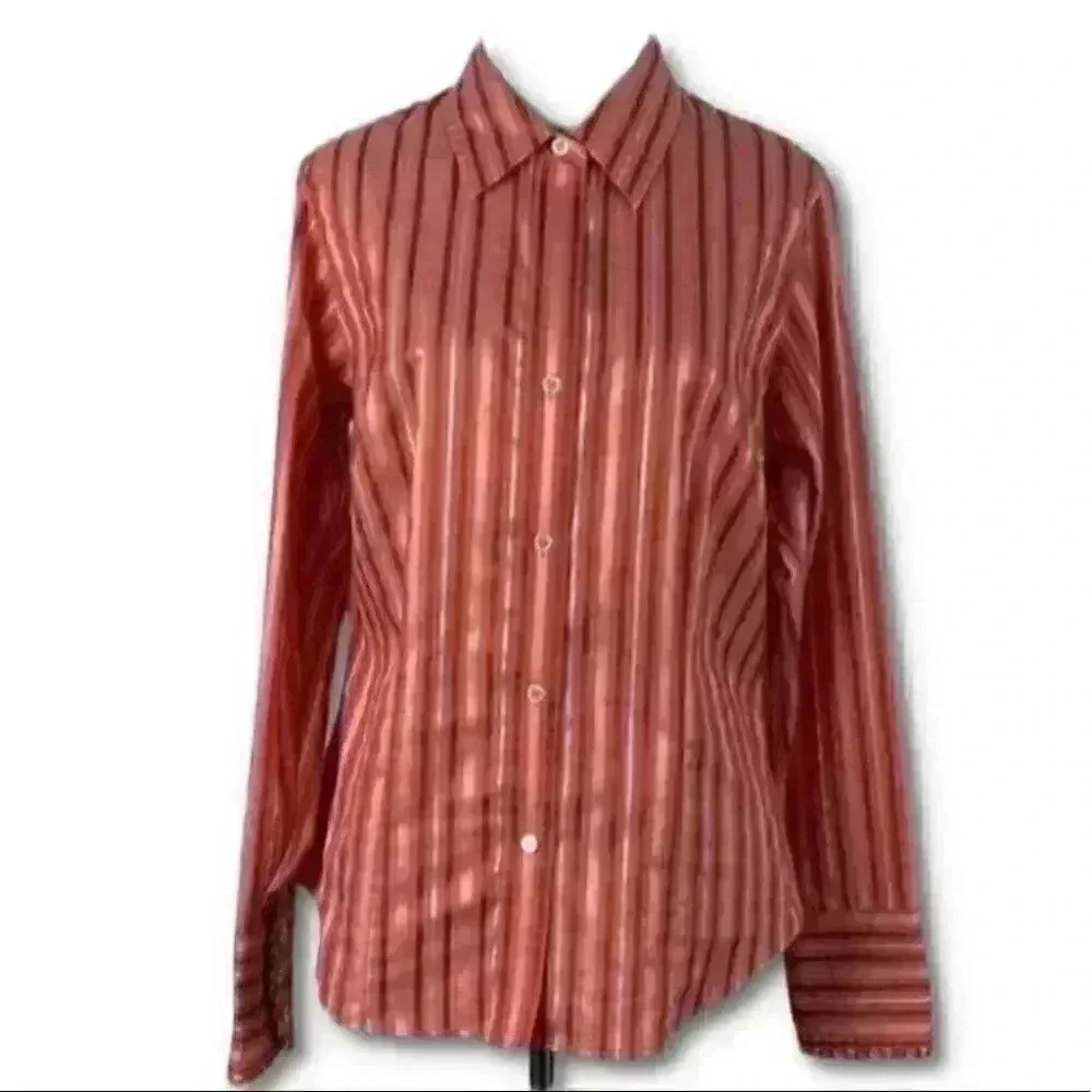 Liz Claiborne top size 10 button-down pinstripes